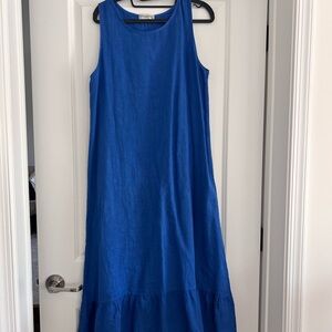 Linen Royal Blue Maxi Dress